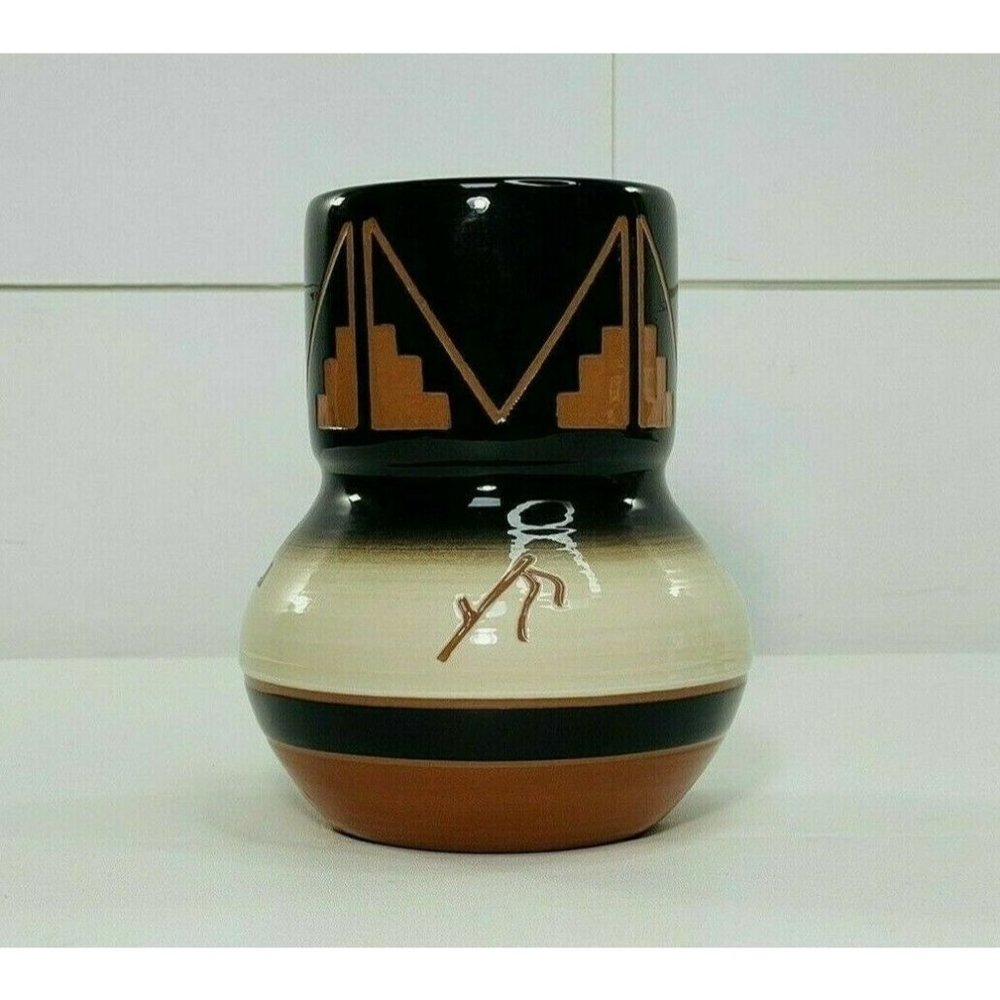 Vintage Sioux Pottery Vase Multicolored Clay Native American